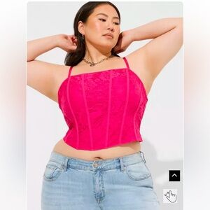 Torrid Hot Pink Lace Crop Top